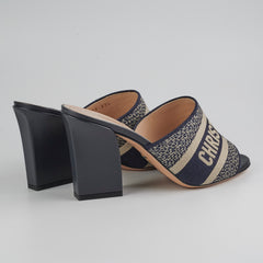 Dior Dway Navy Heeled Slides 37.5