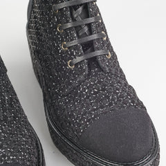Chanel Tweed Lace-Up Boots Black Size 40.5