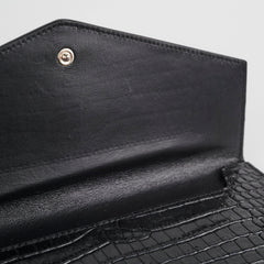 Saint Laurent Croc Embossed Wallet Clutch Black