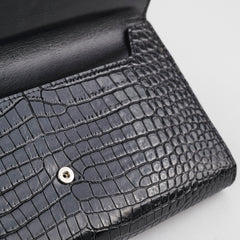 Saint Laurent Croc Embossed Wallet Clutch Black