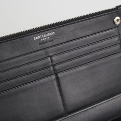 Saint Laurent Croc Embossed Wallet Clutch Black