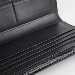 Saint Laurent Croc Embossed Wallet Clutch Black