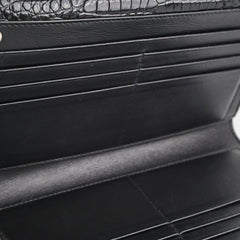 Saint Laurent Croc Embossed Wallet Clutch Black