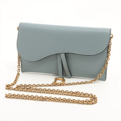 Dior Saddle Wallet with Chain Cloud Blue