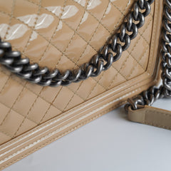 Deal of The Week -  Chanel Old Medium Boy Patent Leather Beige