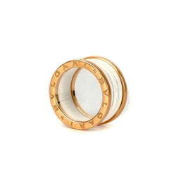 BC) Bvlgari B.Zero.1 Ring Rose Gold White Ceramic