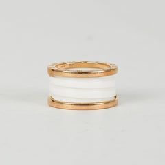 BC) Bvlgari B.Zero.1 Ring Rose Gold White Ceramic