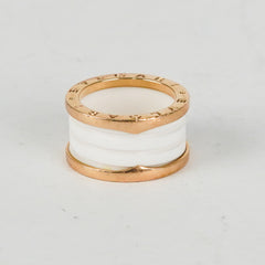 BC) Bvlgari B.Zero.1 Ring Rose Gold White Ceramic