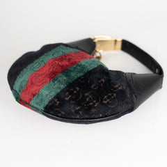 Gucci Velvet Horsebit Embossed Glam Hobo Black