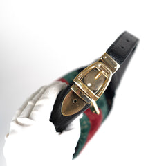 Gucci Velvet Horsebit Embossed Glam Hobo Black