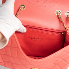 Chanel Filigree Quilted Caviar Small Coral Pink