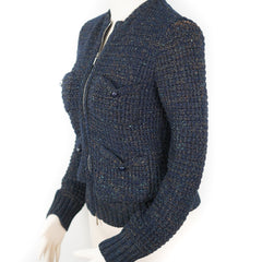 Chanel Navy Knit Cardigan - Size 36