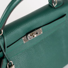 Hermes Kelly 32 Green Malachite Togo - Q Stamp
