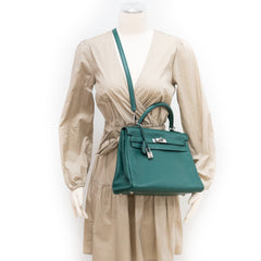 Hermes Kelly 32 Green Malachite Togo - Q Stamp