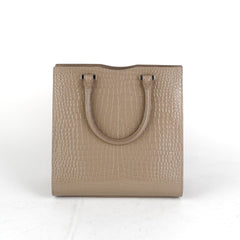 Saint Laurent Uptown Croc-Leather Tote Small Taupe