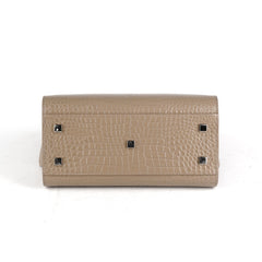 Saint Laurent Uptown Croc-Leather Tote Small Taupe