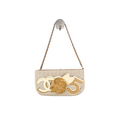 Chanel Camellia No. 5 Chocolate Canvas Pochette