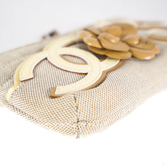 Chanel Camellia No. 5 Chocolate Canvas Pochette
