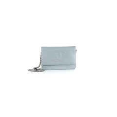 Chanel Caviar Wallet On Chain Light Blue