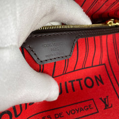 Louis Vuitton Neverfull MM Damier Ebene Bag With Pouch
