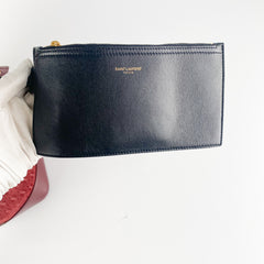 YSL All Over Monogram Velvet Bucket Bag Red