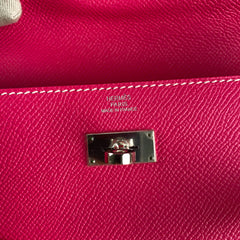 Hermes Portefeuille Kelly Classique Epsom Rose tyrien- O Stamp