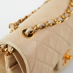 Chanel Small Vintage Double Flap Lambskin Beige