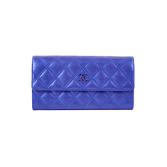 Chanel Long Wallet Blue Lambskin
