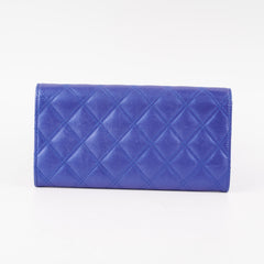 Chanel Long Wallet Blue Lambskin