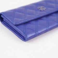 Chanel Long Wallet Blue Lambskin