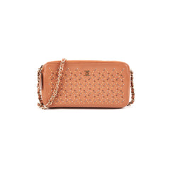 Chanel Studded Wallet on Chain Lambskin Brown