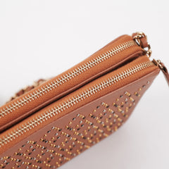 Chanel Studded Wallet on Chain Lambskin Brown