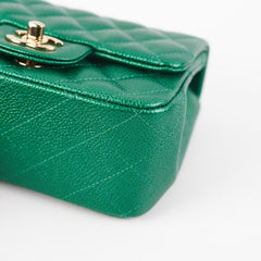 Chanel Quilted Caviar Mini Square 18S Emerald Green