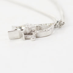 Dior Oblique Star Pendant Necklace Silver with White Crystals
