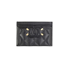 Chanel Card Holder Black Filigree
