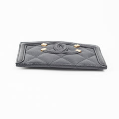 Chanel Card Holder Black Filigree