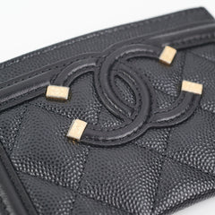 Chanel Card Holder Black Filigree