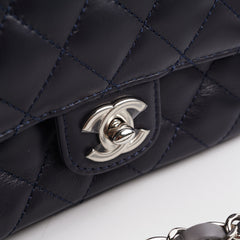 Chanel Quilted Navy/Chevron Grey Lambskin Shoulder Bag