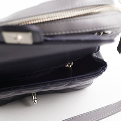 Chanel Quilted Navy/Chevron Grey Lambskin Shoulder Bag