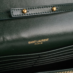 Saint Laurent Medium Sulpice Flap Wallet on Chain Green