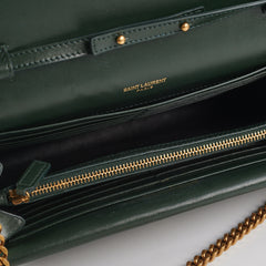 Saint Laurent Medium Sulpice Flap Wallet on Chain Green