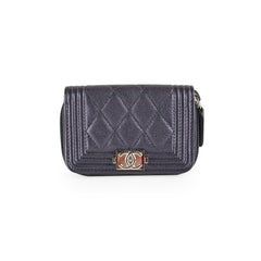 Chanel Boy Zip Coin Purse Iridescent Purple