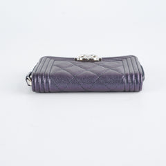 Chanel Boy Zip Coin Purse Iridescent Purple