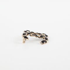 Chanel CC Leather Brooch Black Costume Jewellery