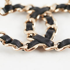 Chanel CC Leather Brooch Black Costume Jewellery