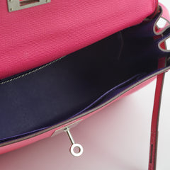 Kelly 28 Epsom Rose Tyrien? with Purple Interior and Stitching (Special Order) - R Square Stamp (2014)