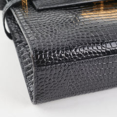 Saint Laurent Manhattan Shoulder Bag in Crocodile Embossed Black