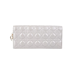 Dior Cannage Lambskin Silver Clutch
