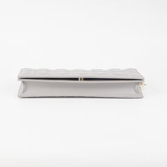 Dior Cannage Lambskin Silver Clutch