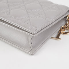 Dior Cannage Lambskin Silver Clutch